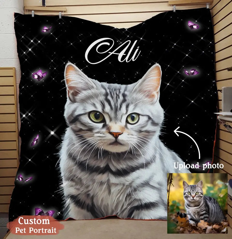 Custom Pet Portrait Fleece Blanket