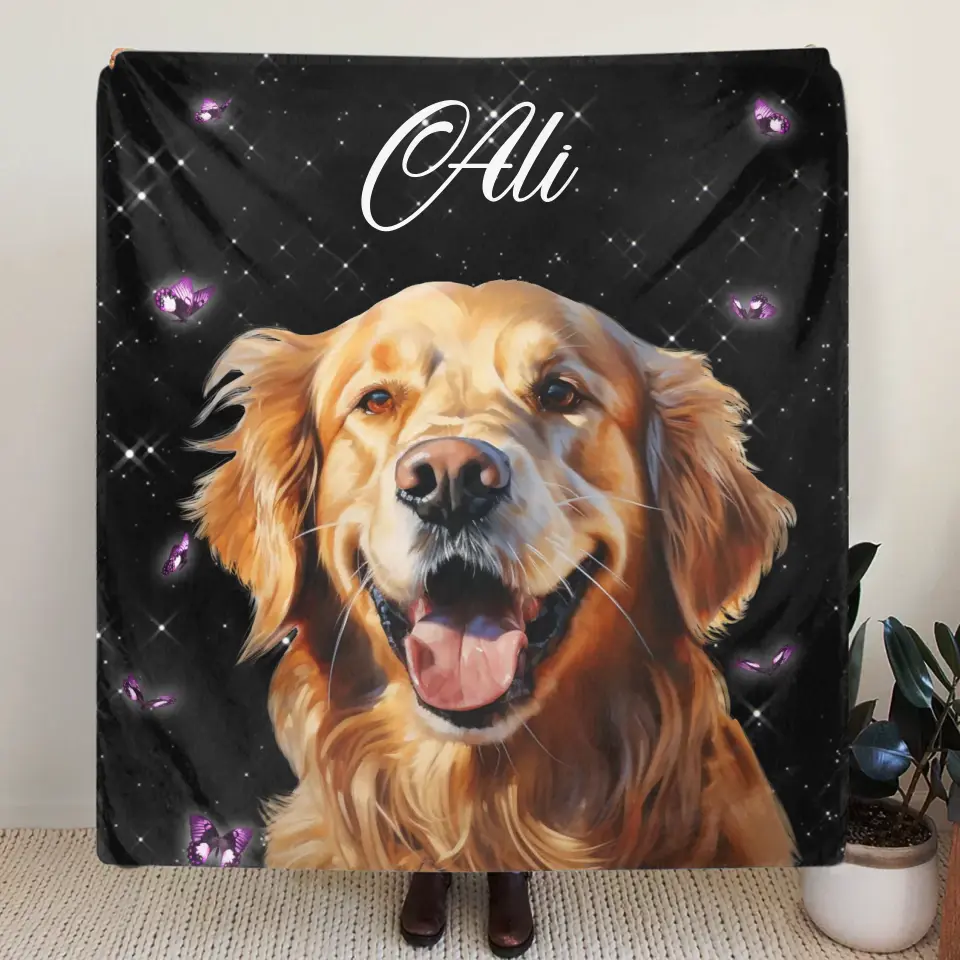 Custom Pet Portrait Fleece Blanket