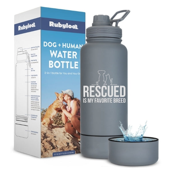 Shared Dog & Human Water Bottle with Bowl