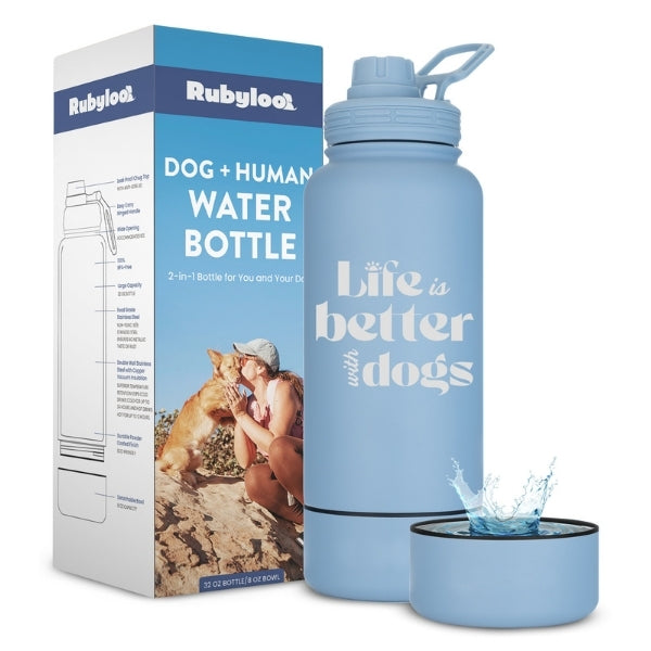 Shared Dog & Human Water Bottle with Bowl