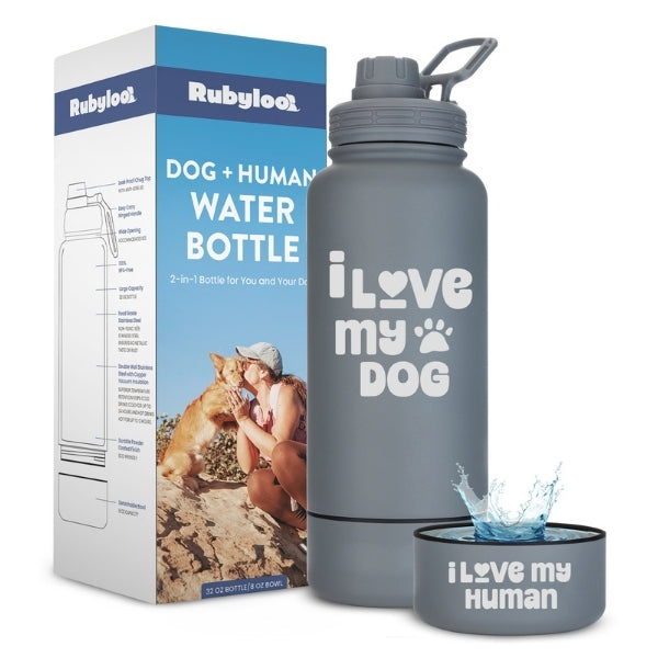 Shared Dog & Human Water Bottle with Bowl